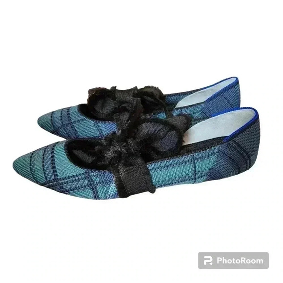 Rothy's Shoes Special Edition Plaid Mary Jane With Tie / Bow Size 7 - Picture 6 of 6
